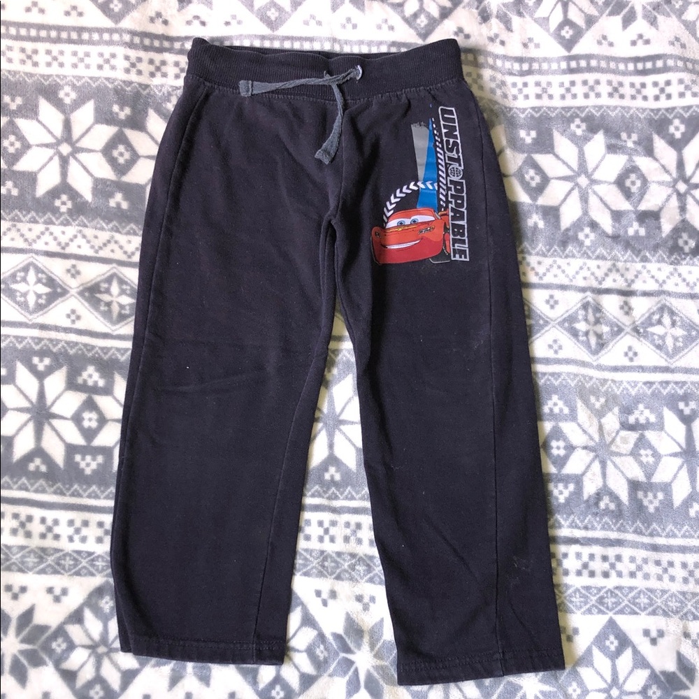 Disney Black Sweatpants with Red Lightning McQueen Graphic
